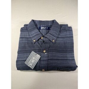 Boca Classics Men XXL Button Down Shirt Blue Striped Long Sleeve NWT Nice‎